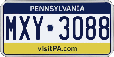 PA license plate MXY3088