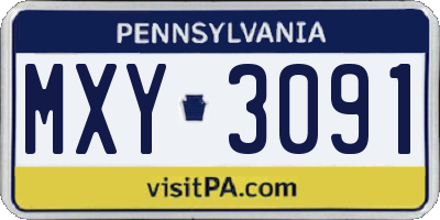 PA license plate MXY3091