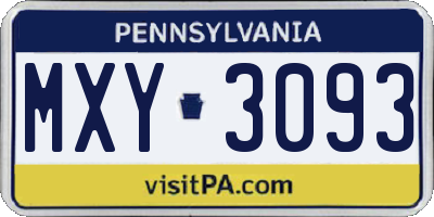 PA license plate MXY3093
