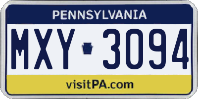 PA license plate MXY3094