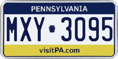 PA license plate MXY3095
