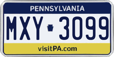 PA license plate MXY3099