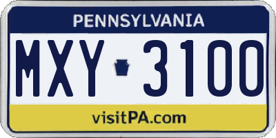 PA license plate MXY3100