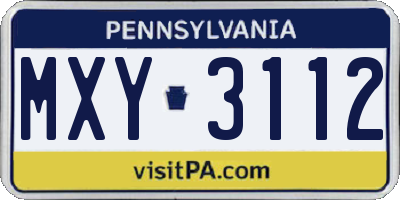 PA license plate MXY3112