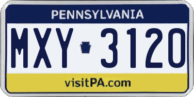 PA license plate MXY3120