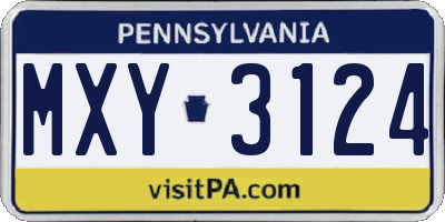 PA license plate MXY3124