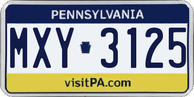PA license plate MXY3125