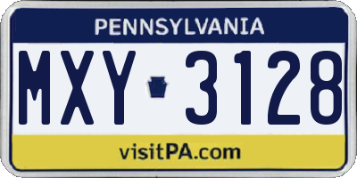 PA license plate MXY3128