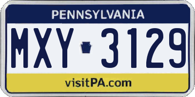 PA license plate MXY3129