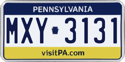 PA license plate MXY3131