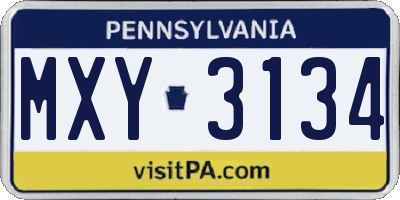 PA license plate MXY3134