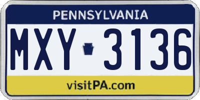 PA license plate MXY3136