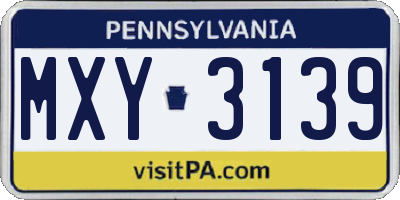 PA license plate MXY3139