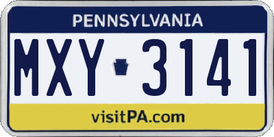 PA license plate MXY3141