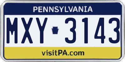 PA license plate MXY3143