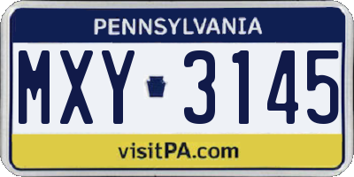 PA license plate MXY3145