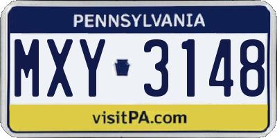 PA license plate MXY3148