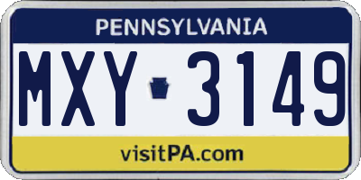 PA license plate MXY3149