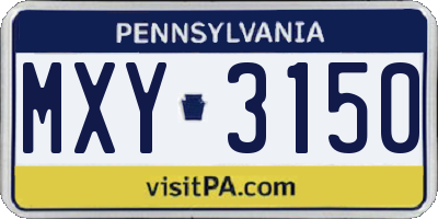 PA license plate MXY3150