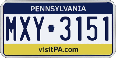 PA license plate MXY3151