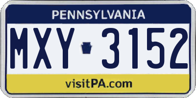 PA license plate MXY3152