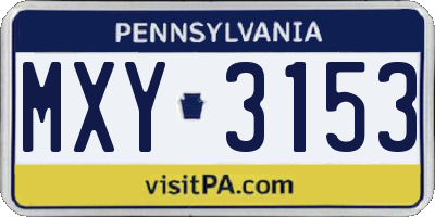 PA license plate MXY3153