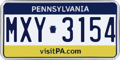 PA license plate MXY3154