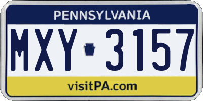 PA license plate MXY3157