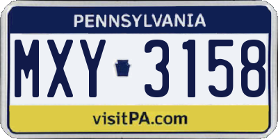 PA license plate MXY3158