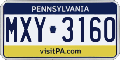 PA license plate MXY3160