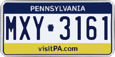 PA license plate MXY3161