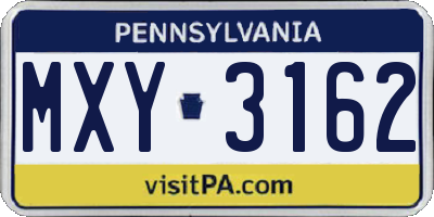 PA license plate MXY3162