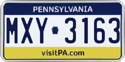 PA license plate MXY3163