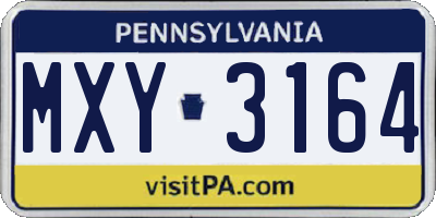 PA license plate MXY3164