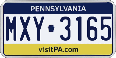 PA license plate MXY3165