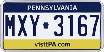 PA license plate MXY3167