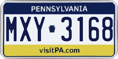 PA license plate MXY3168