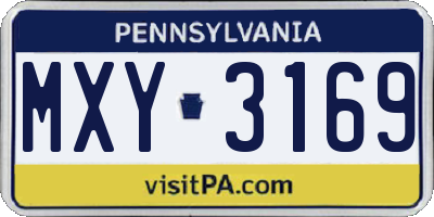 PA license plate MXY3169