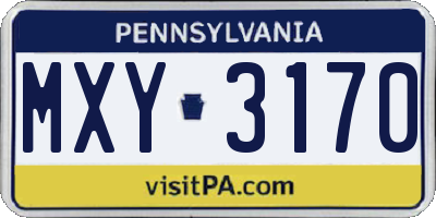 PA license plate MXY3170