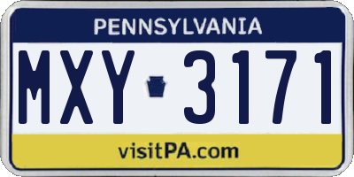 PA license plate MXY3171
