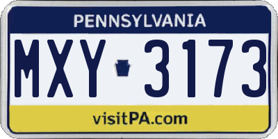PA license plate MXY3173