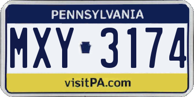 PA license plate MXY3174