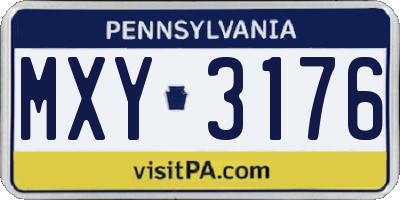 PA license plate MXY3176