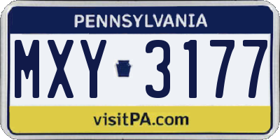 PA license plate MXY3177