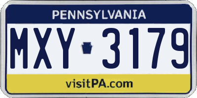 PA license plate MXY3179