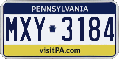 PA license plate MXY3184