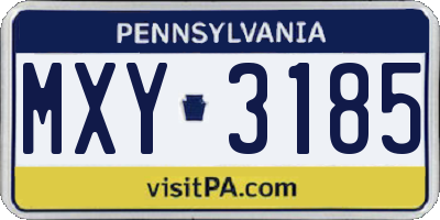 PA license plate MXY3185