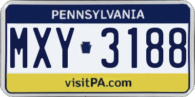PA license plate MXY3188