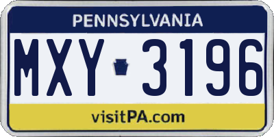 PA license plate MXY3196