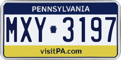 PA license plate MXY3197